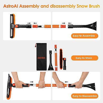 Astroai Windshield Ice Scrapers, 47.2" Snow Brush With Squeegee