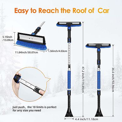 Astroai Windshield Ice Scrapers, 47.2" Snow Brush With Squeegee