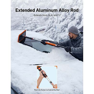 Astroai 47.2 Inch 2-in-1 Snow Broom And Detachable Ice Scraper