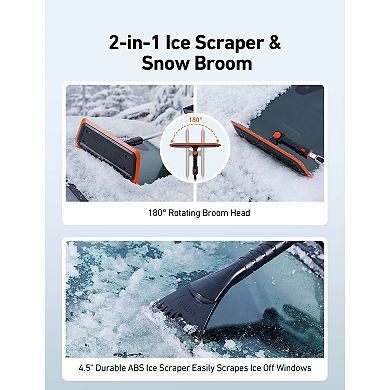 Astroai 47.2 Inch 2-in-1 Snow Broom And Detachable Ice Scraper