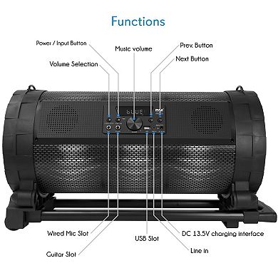 Pyle Portable Bluetooth Boombox Stereo System - 600 W Digital Outdoor Wireless Loud Speaker