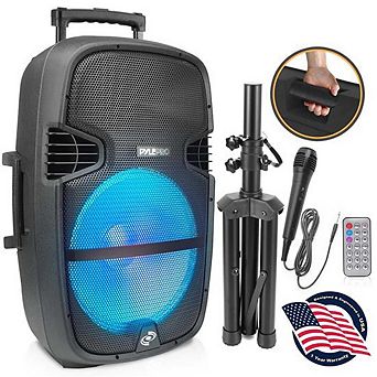 Pyle Portable Bluetooth PA Speaker System - Outdoor Bluetooth Speaker System Microphone, FM Radio