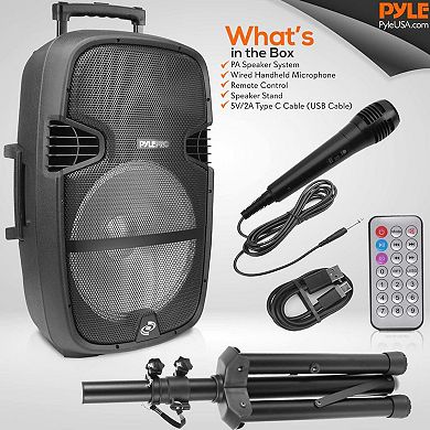 Pyle Portable Bluetooth PA Speaker System - Outdoor Bluetooth Speaker System Microphone, FM Radio