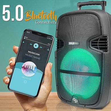 Pyle Portable Bluetooth PA Speaker System - Outdoor Bluetooth Speaker System Microphone, FM Radio