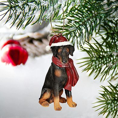 Doberman Pinscher Holiday Dog Ornament Sculpture