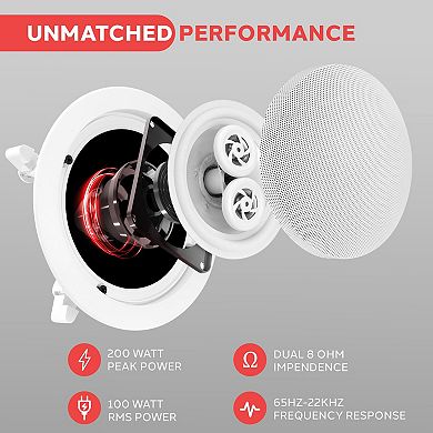 Pyle 5.25" Ceiling Wall Mount Speakers - 2-Way