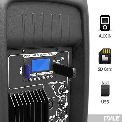 Pyle 12" 1200W Bluetooth PA Loudspeaker - USB/SD Readers, FM Radio, Remote Control, Portable Design