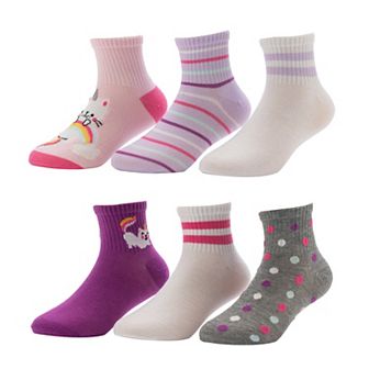Girls 4-12 SO® 6-Pack Patterned Ankle Socks