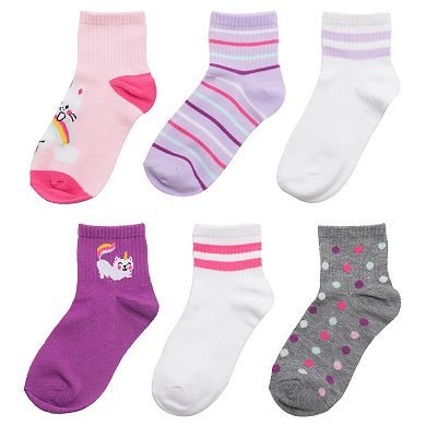 Girls 4-12 SO® 6-Pack Patterned Ankle Socks