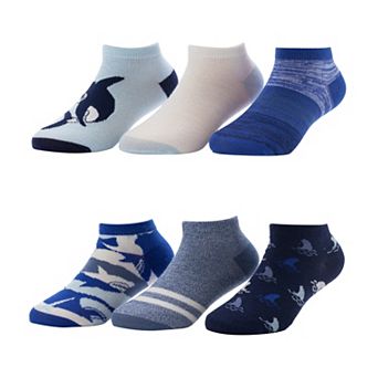 Boys 6-8.5 Shark Low Cut 6-Pack Sock Set