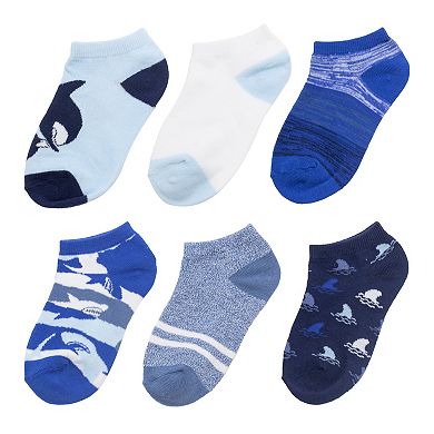 Boys 6-8.5 Shark Low Cut 6-Pack Sock Set