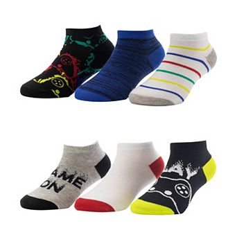 Boys 6-8.5 Gaming Low Cut 6-Pack Sock Set