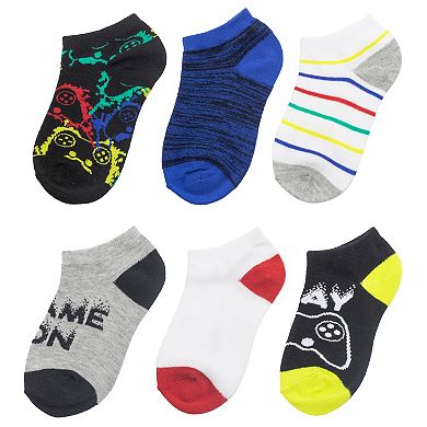 Boys 6-8.5 Gaming Low Cut 6-Pack Sock Set