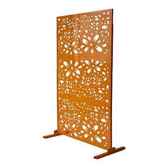 Oakland Living 6' x 4' Freestanding Floral Metal Privacy Screen Room Divider