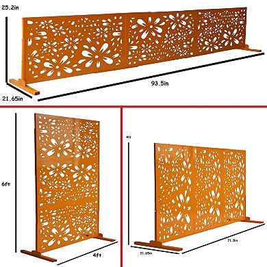 Oakland Living 6' x 4' Freestanding Metal Privacy Screen Room Divider