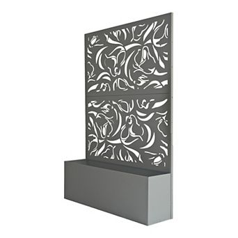 Oakland Living 6 ft. x 4 ft. Freestanding Metal Privacy Screen Room Divider with Flower Box