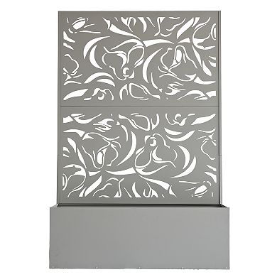 Oakland Living 6 ft. x 4 ft. Freestanding Metal Privacy Screen Room Divider with Flower Box