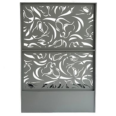 Oakland Living 6 ft. x 4 ft. Freestanding Metal Privacy Screen Room Divider with Flower Box