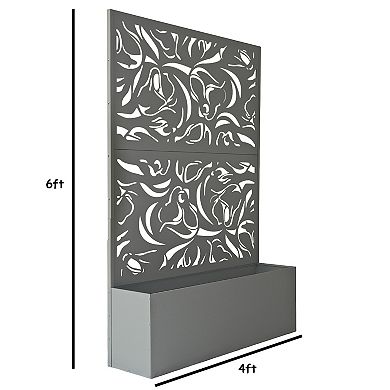 Oakland Living 6 ft. x 4 ft. Freestanding Metal Privacy Screen Room Divider with Flower Box