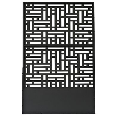Oakland Living Black Metal Freestanding Room Divider Privacy Screen with Flower Box
