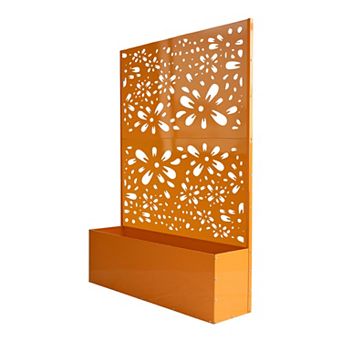 Oakland Living 6 ft. x 4 ft. Orange Freestanding Metal Privacy Screen Room Divider with Flower Box