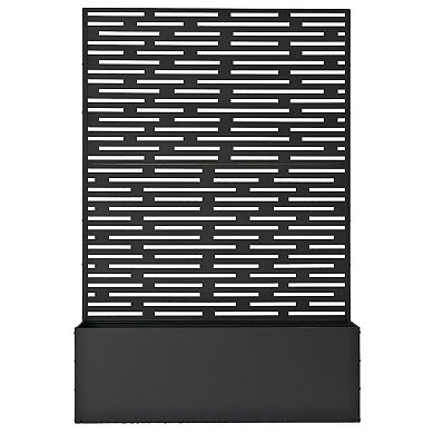 Oakland Living Black Metal Freestanding Room Divider Privacy Screen with Flower Box