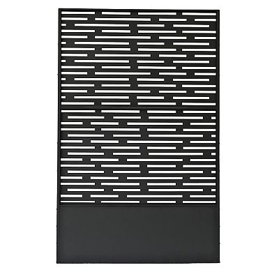 Oakland Living Black Metal Freestanding Room Divider Privacy Screen with Flower Box
