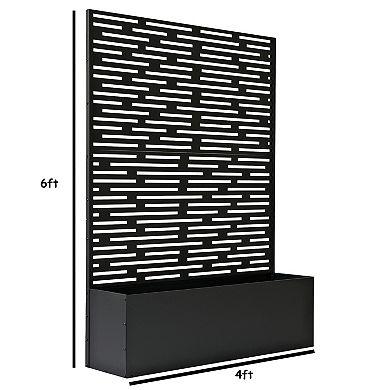 Oakland Living Black Metal Freestanding Room Divider Privacy Screen with Flower Box