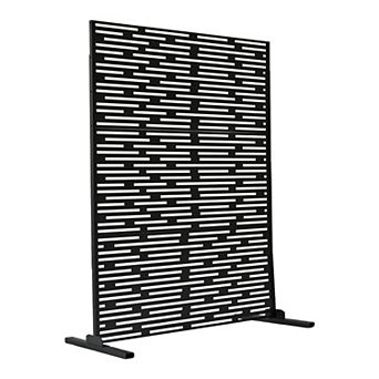 Oakland Living 6 ft. x 4 ft. Black Freestanding Metal Privacy Screen Room Divider