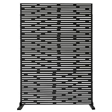 Oakland Living 6 ft. x 4 ft. Black Freestanding Metal Privacy Screen Room Divider