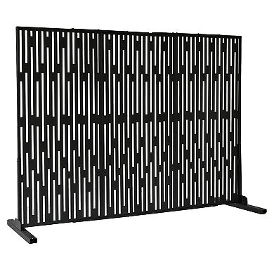 Oakland Living 6 ft. x 4 ft. Black Freestanding Metal Privacy Screen Room Divider