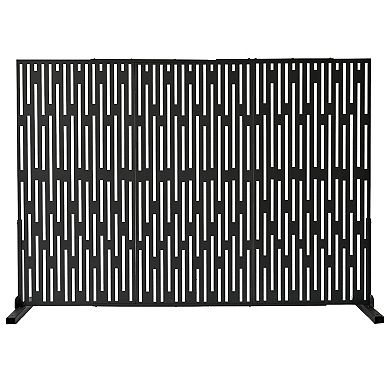 Oakland Living 6 ft. x 4 ft. Black Freestanding Metal Privacy Screen Room Divider