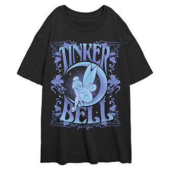Disney's Tinker Bell Moon Light Noveau Poster Juniors' Oversized Graphic Tee