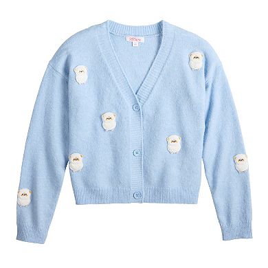 Girls 7-16 Mini Society 3D Patch Cardigan
