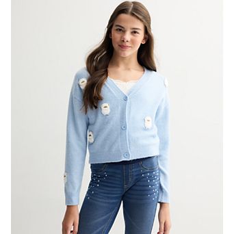 Girls 7-16 Mini Society 3D Patch Cardigan