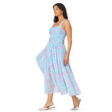 Women's J. Mendel Print Twist Pleated Midi Dress