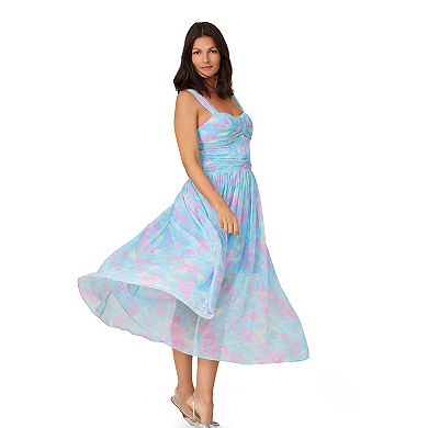 Women's J. Mendel Print Twist Pleated Midi Dress