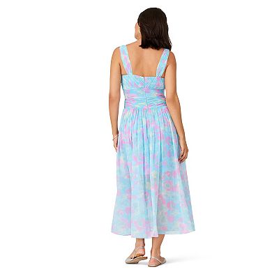 Women's J. Mendel Print Twist Pleated Midi Dress