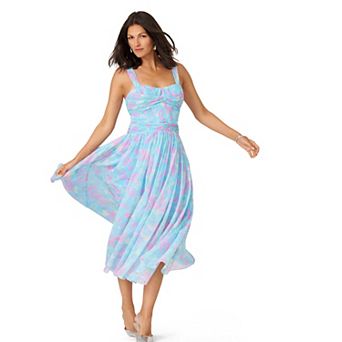 Women's J. Mendel Print Twist Pleated Midi Dress