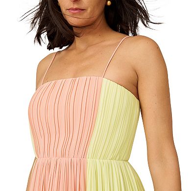 Women's J. Mendel Pleated Color Block Midi Dress