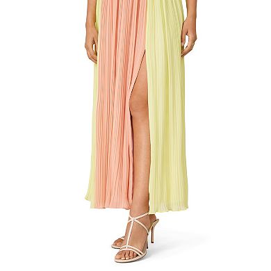 Women's J. Mendel Pleated Color Block Midi Dress