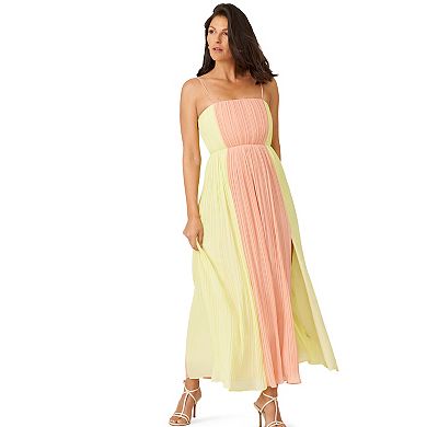 Women's J. Mendel Pleated Color Block Midi Dress