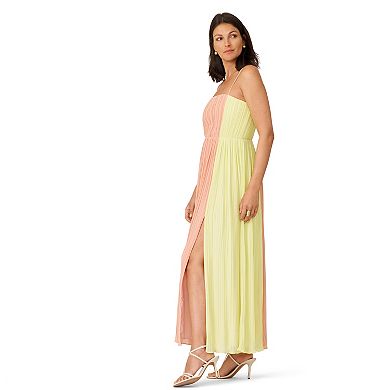 Women's J. Mendel Pleated Color Block Midi Dress