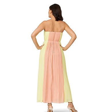Women's J. Mendel Pleated Color Block Midi Dress