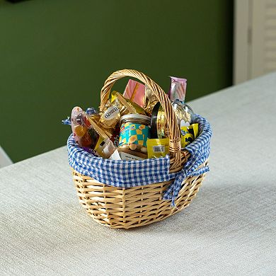 Picnic Basket with Handle and Washable Plaid Liner