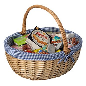 Picnic Basket with Handle and Washable Plaid Liner
