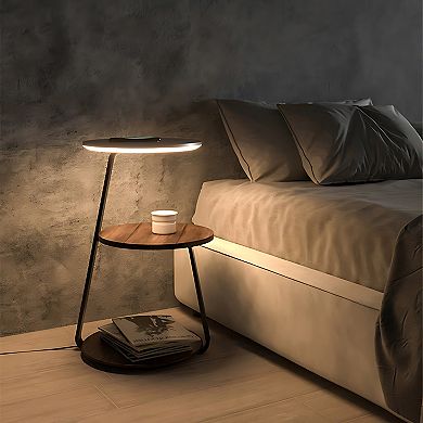 3-Tier Nightstand With Wireless Charger & Night Light