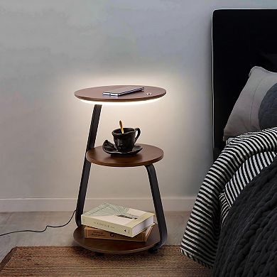 3-Tier Nightstand With Wireless Charger & Night Light