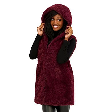 Juniors' madden girl Hooded Long Faux Fur Vest