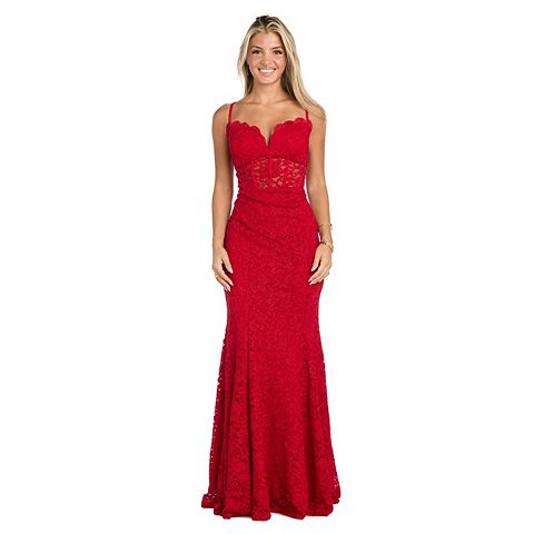 Женские платья Morgan Juniors' Morgan and Co Lace Illusion Corset Evening Gown